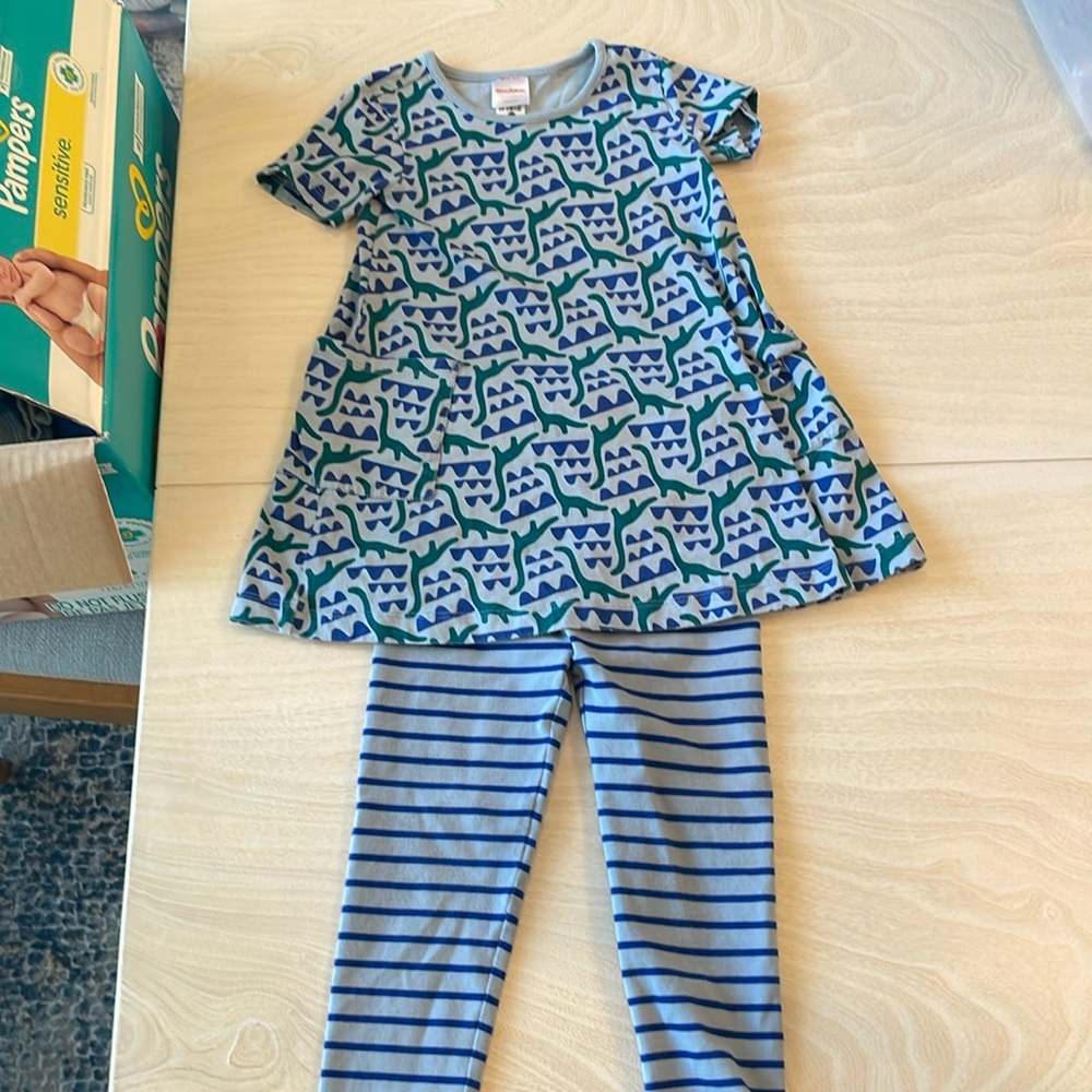 Hanna Andersson size 3T dinosaur dress and legging set